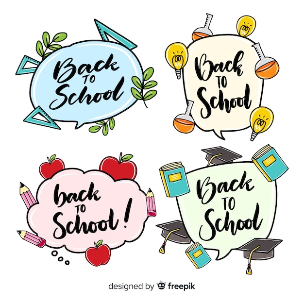 Hand drawn back to school badge collection