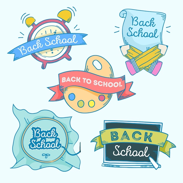 Free Vector hand drawn back to school badges collection