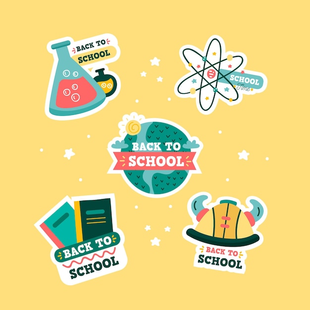 Hand drawn back to school badges collection