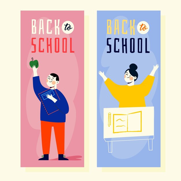 Hand drawn back to school banners collection