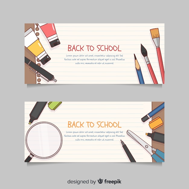 Free Vector hand drawn back to school banners