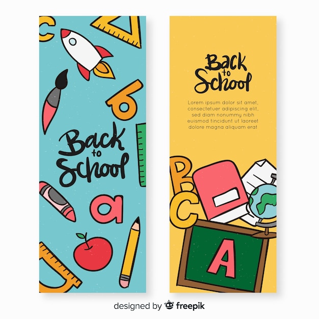 Hand drawn back to school banners