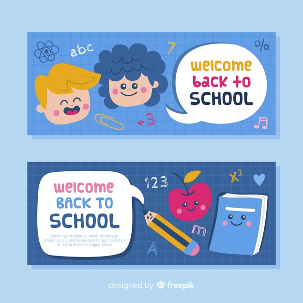 Hand drawn back to school banners