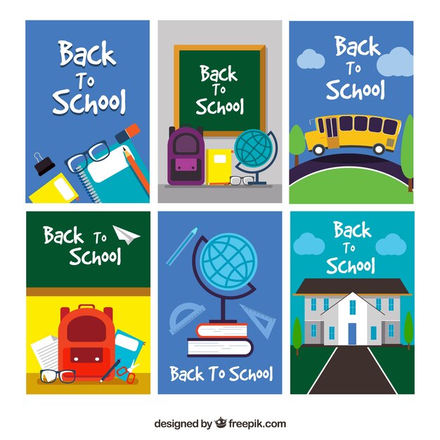 Hand drawn back to school card collection