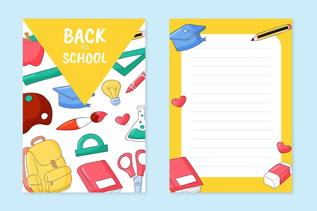 Hand drawn back to school card template