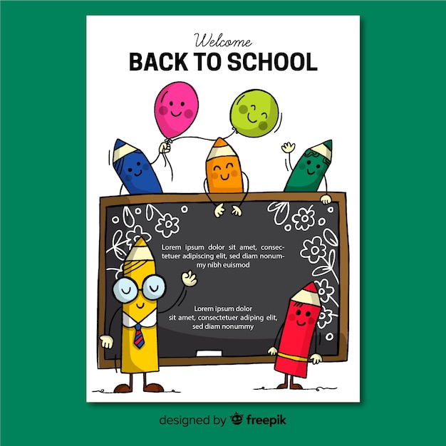 Free Vector hand drawn back to school card template