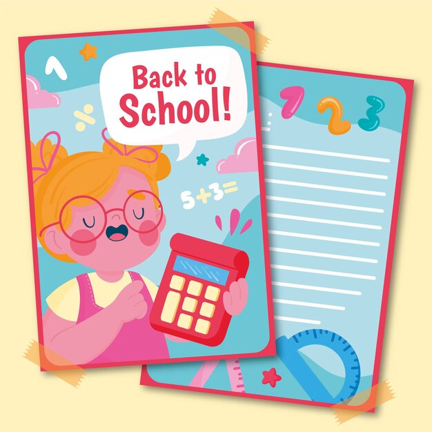 Hand drawn back to school card template