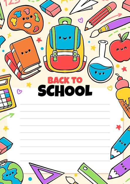 Hand drawn back to school card template