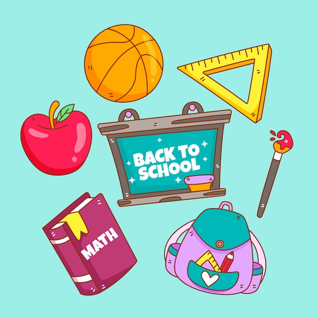 Free Vector hand drawn back to school elements collection