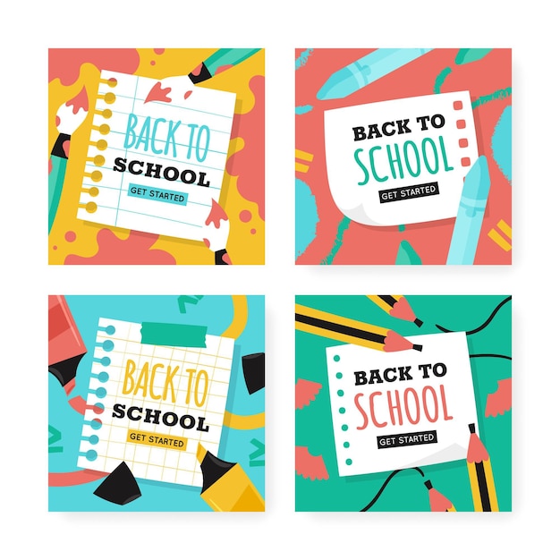 Free Vector hand drawn back to school instagram posts collection