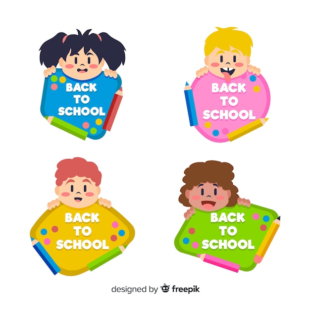 Hand drawn back to school label collection