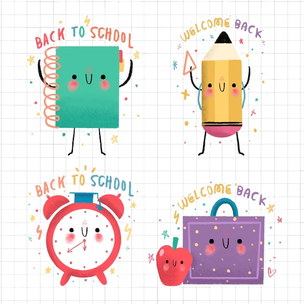 Hand drawn back to school label set