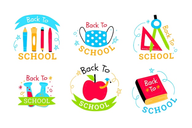 Hand drawn back to school labels collection