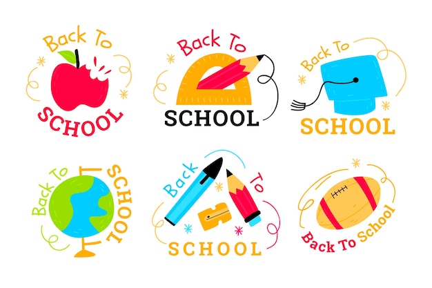 Hand drawn back to school labels collection