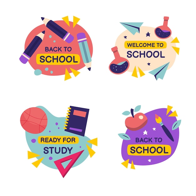 Hand drawn back to school labels collection