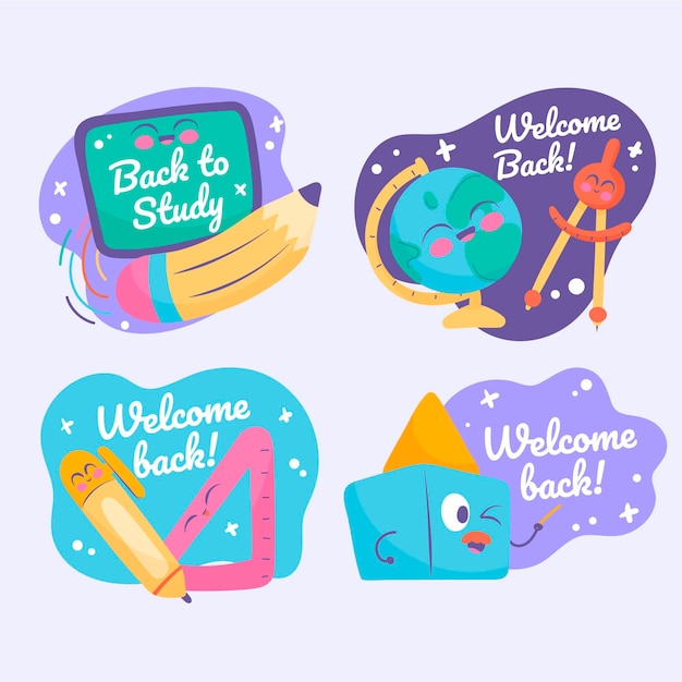 Free Vector hand drawn back to school labels collection