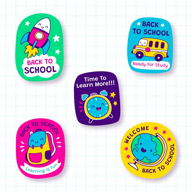 Hand drawn back to school labels collection