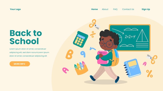 Hand drawn back to school landing page template