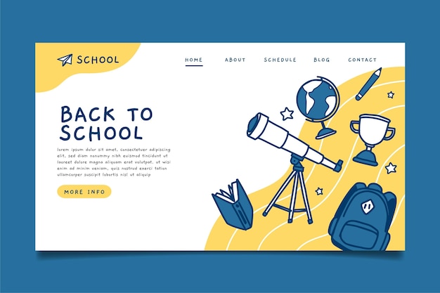 Hand drawn back to school landing page template