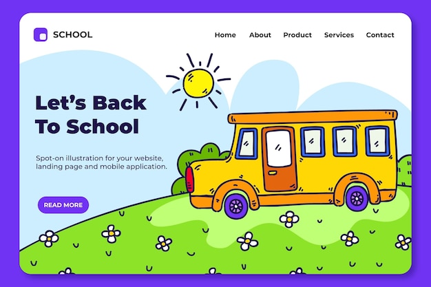 Free vector hand drawn back to school landing page template