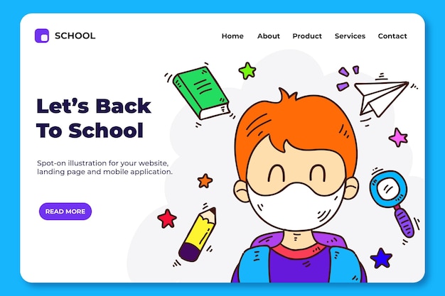 Hand drawn back to school landing page template