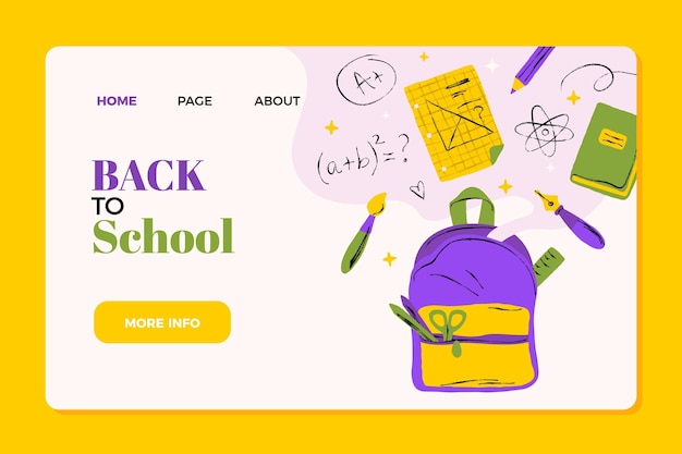 Hand drawn back to school landing page template