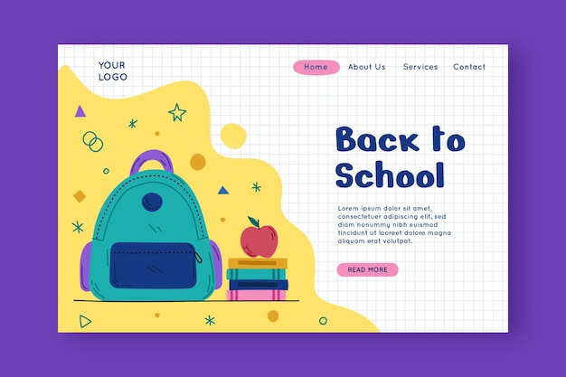 Hand drawn back to school landing page template