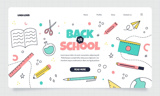 Hand drawn back to school landing page template