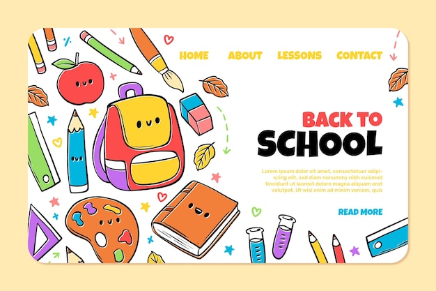 Hand drawn back to school landing page template