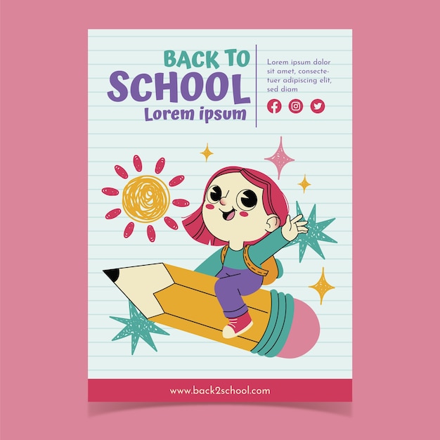 Hand drawn back to school party poster template