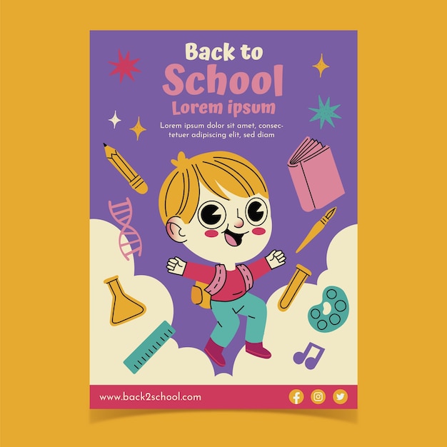 Hand drawn back to school party poster template