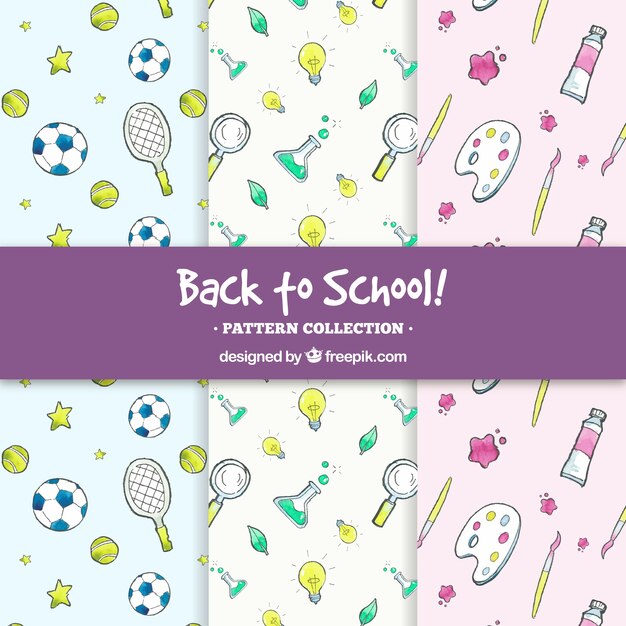 Hand drawn back to school pattern collection