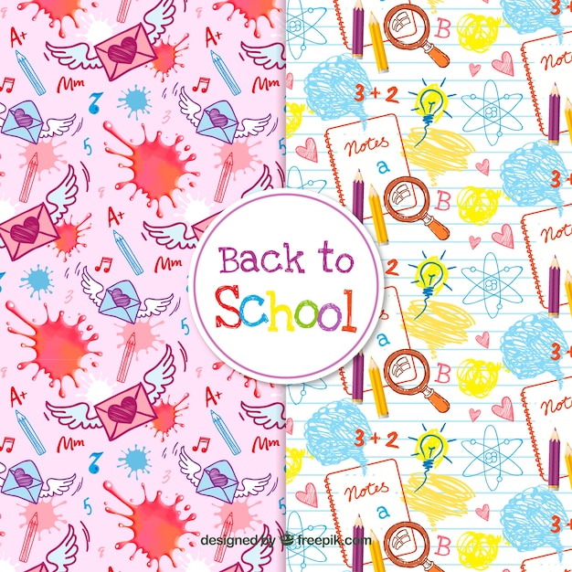 Hand drawn back to school pattern collection