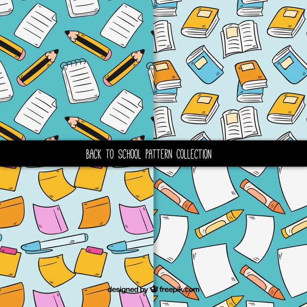 Hand drawn back to school pattern collection