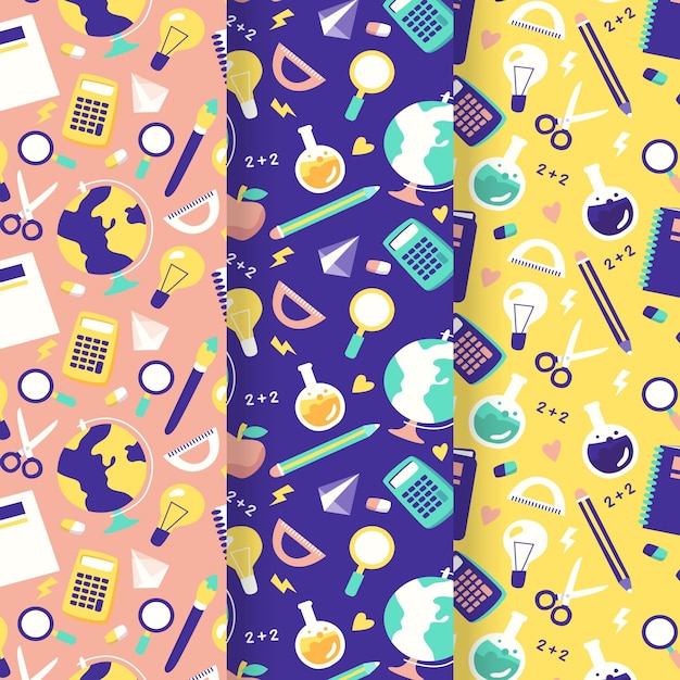 Free Vector hand drawn back to school pattern collection