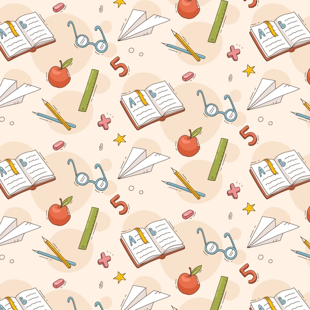 Hand drawn back to school pattern design