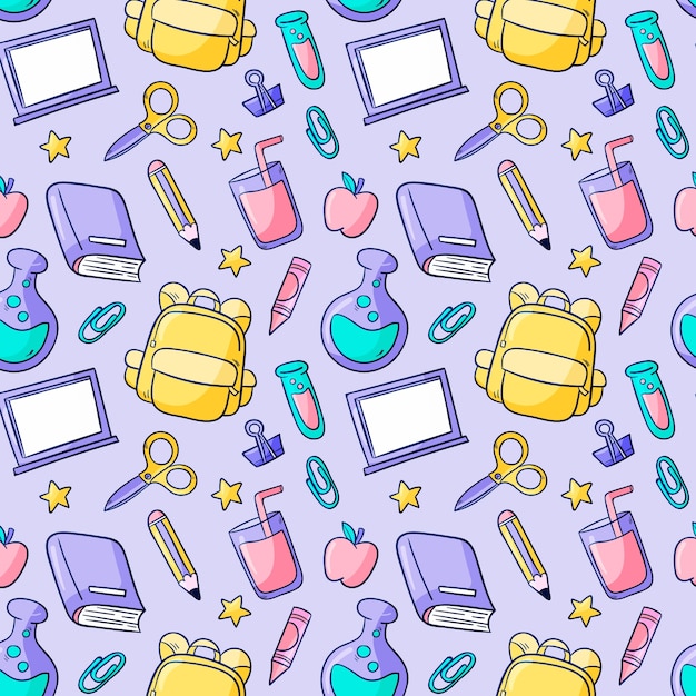 Hand drawn back to school pattern design