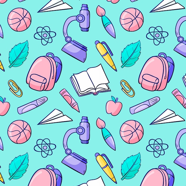 Hand drawn back to school pattern design