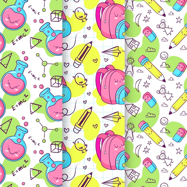 Hand drawn back to school pattern design