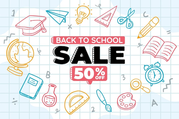 Hand drawn back to school sale background