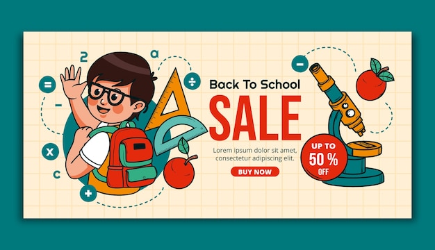 Hand drawn back to school sale banner template