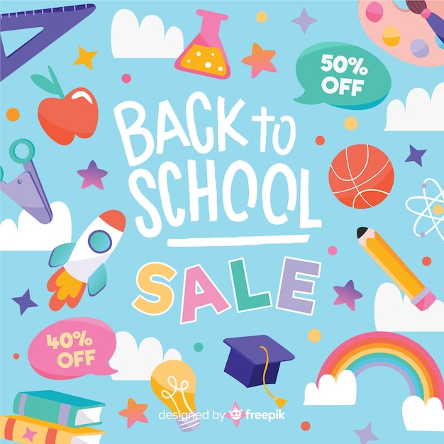 Hand drawn back to school sales background