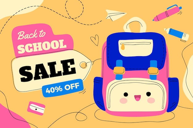 Hand drawn back to school sales background