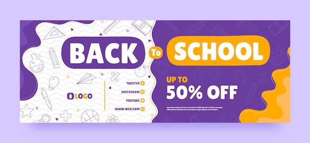 Hand drawn back to school social media cover template