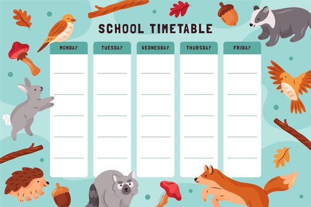 Hand drawn back to school timetable