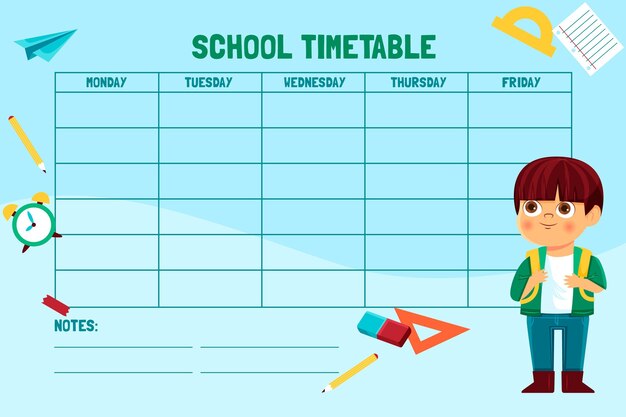 Hand drawn back to school timetable