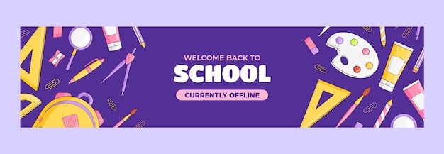 Free vector hand drawn back to school twitch banner