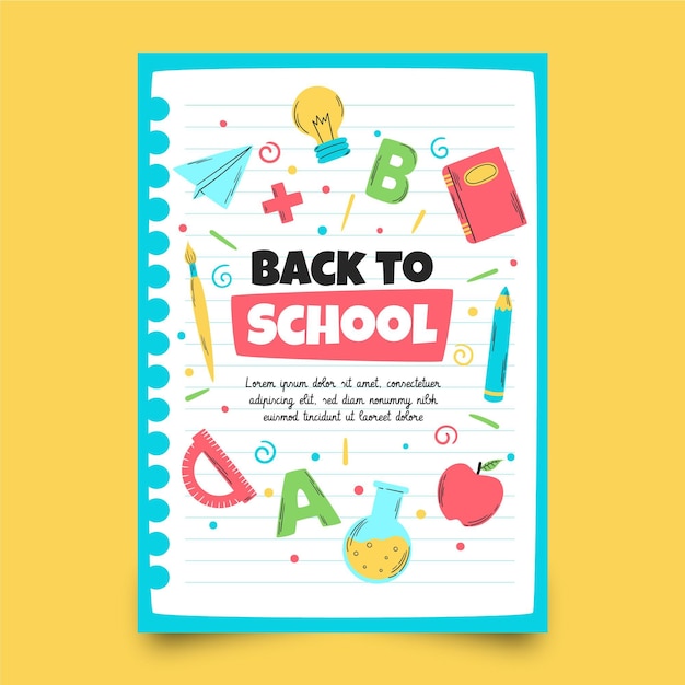 Hand drawn back to school vertical flyer template