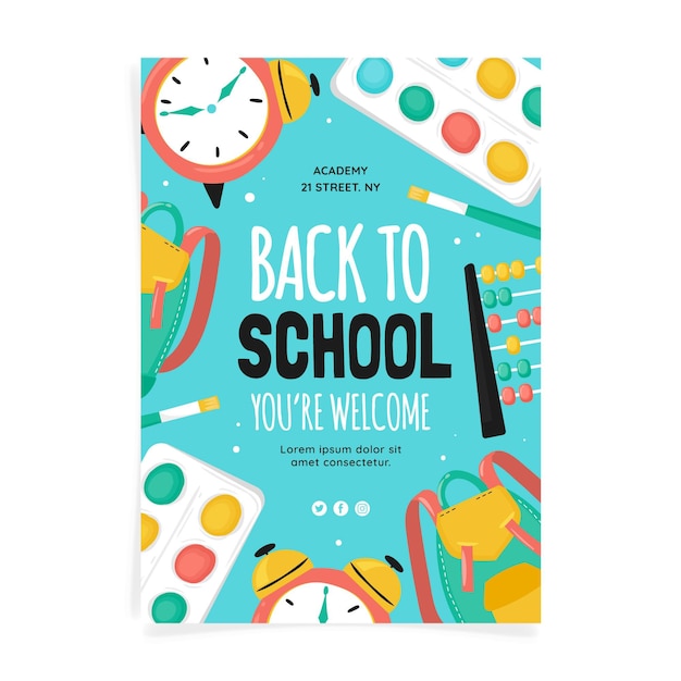 Hand drawn back to school vertical poster template