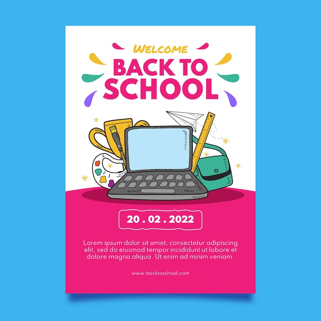 Hand drawn back to school vertical poster template